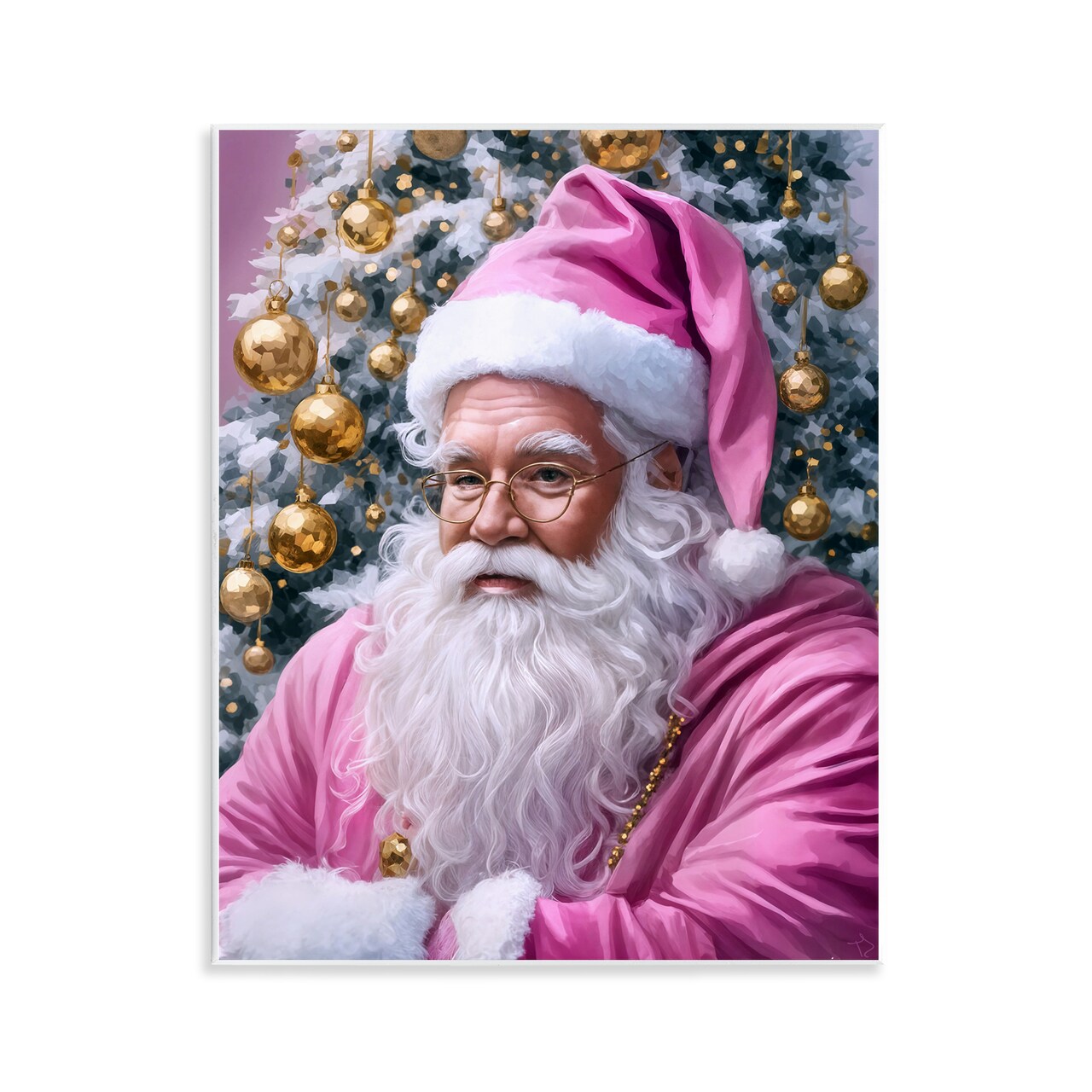 Stupell Industries Traditional Santa in Pink Wall Plaque Design by Tabz Jones
